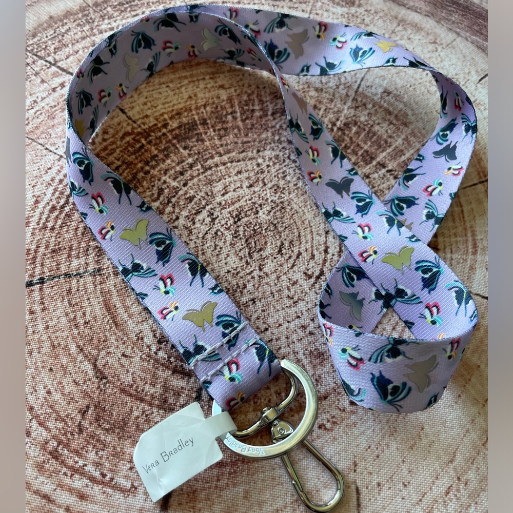 NWT Vera Bradley “Lavender Butterflies” Wide Lanyard